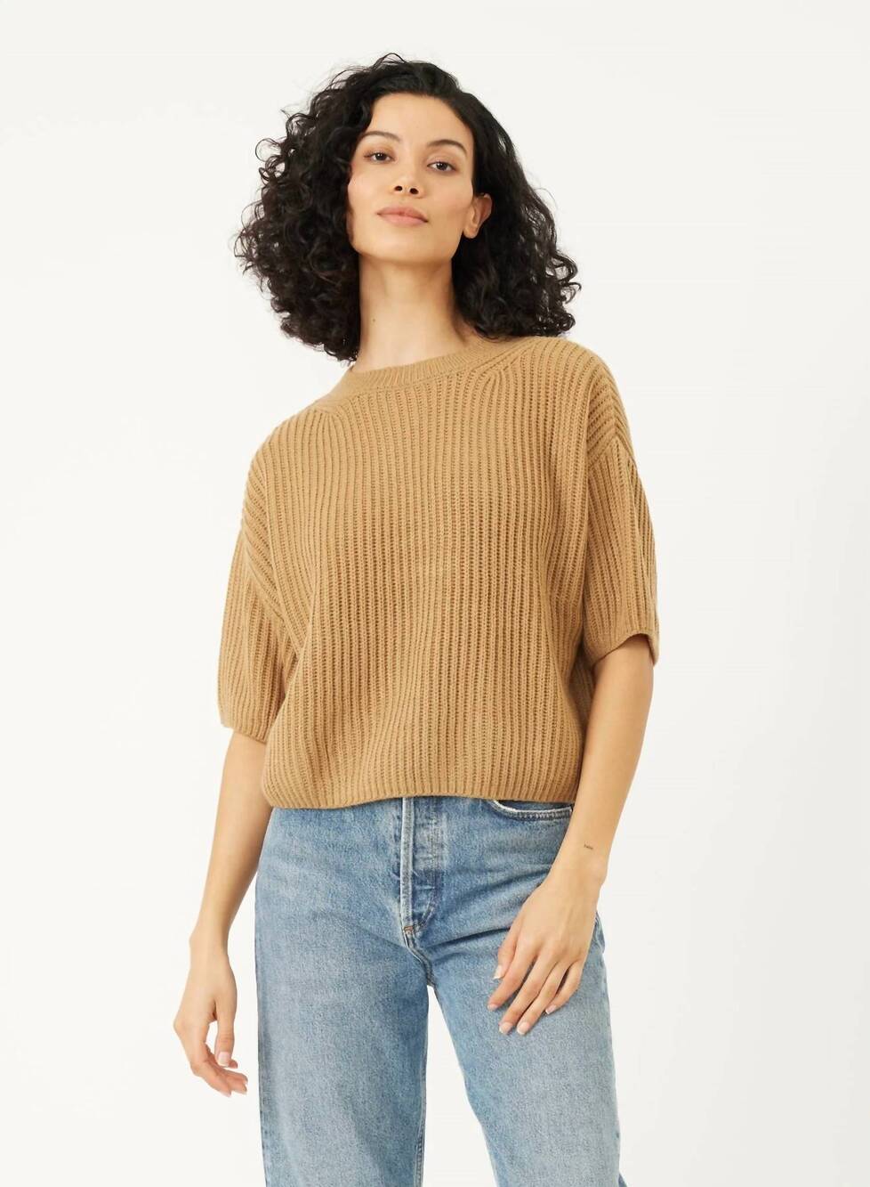 NEW STITCHES & STRIPES harper knit tee in camel
